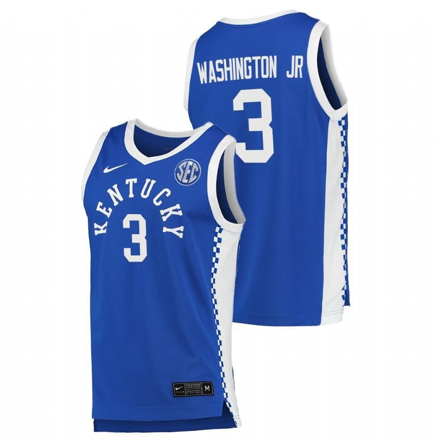 Kentucky Wildcats 3 Tyty Washington Jr. 2023 Royal College Basketball Men Jersey