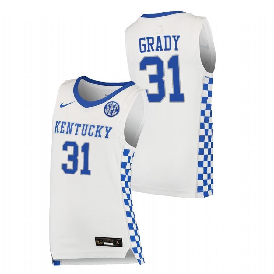 Kentucky Wildcats 31 Kellan Grady 2023 White College Basketball Men Jersey