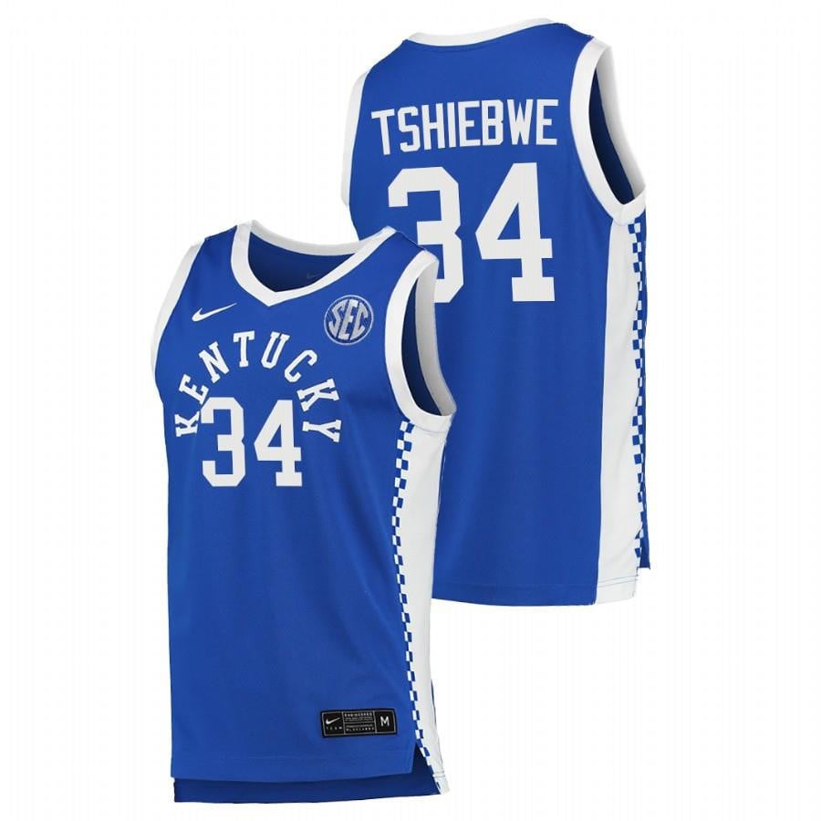 Kentucky Wildcats 34 Oscar Tshiebwe 2023 Royal College Basketball Men Jersey