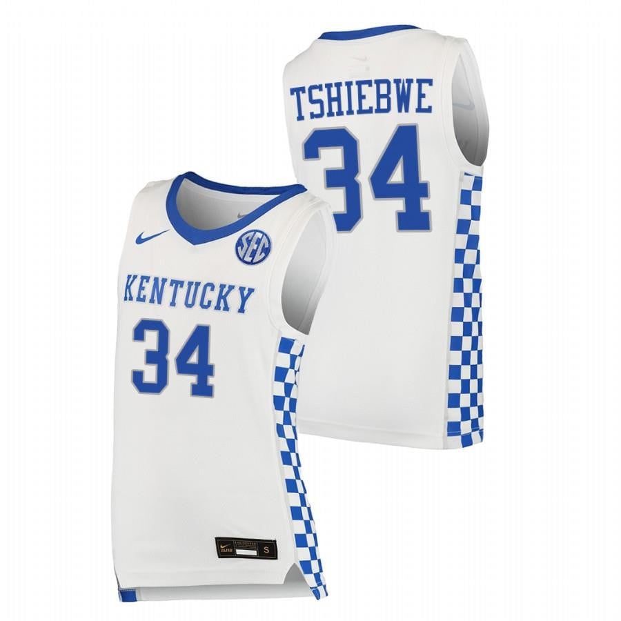 Kentucky Wildcats 34 Oscar Tshiebwe 2023 White College Basketball Men Jersey