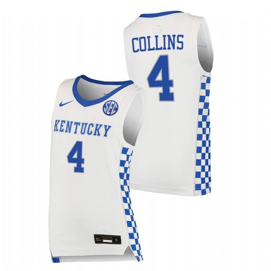 Kentucky Wildcats 4 Daimion Collins 2023 White College Basketball Men Jersey