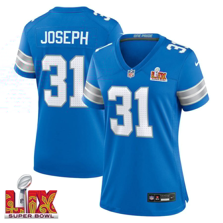 Kerby Joseph #31 Detroit Lions Super Bowl Lix Women's Jersey - Blue Js4113