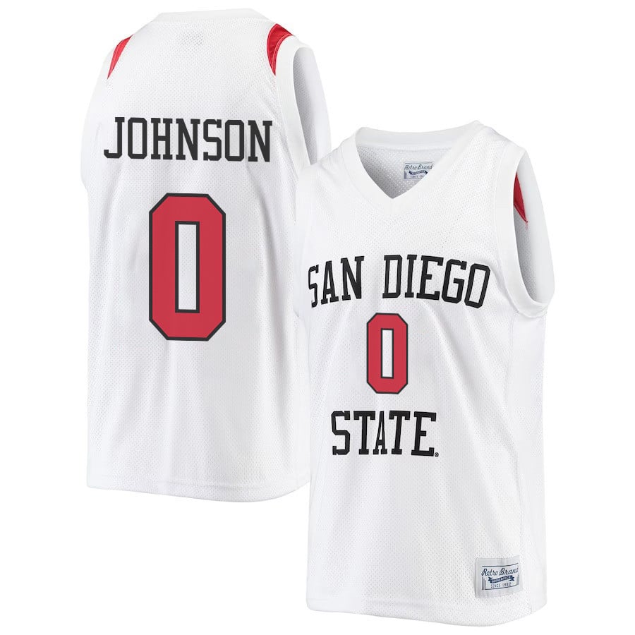 Keshad Johnson 0 San Diego State Aztecs 2023 Basketball Jersey- Men White
