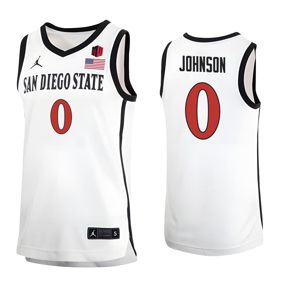 Keshad Johnson 0 San Diego State Aztecs 2023 Basketball Jersey Mw Logo- Men White