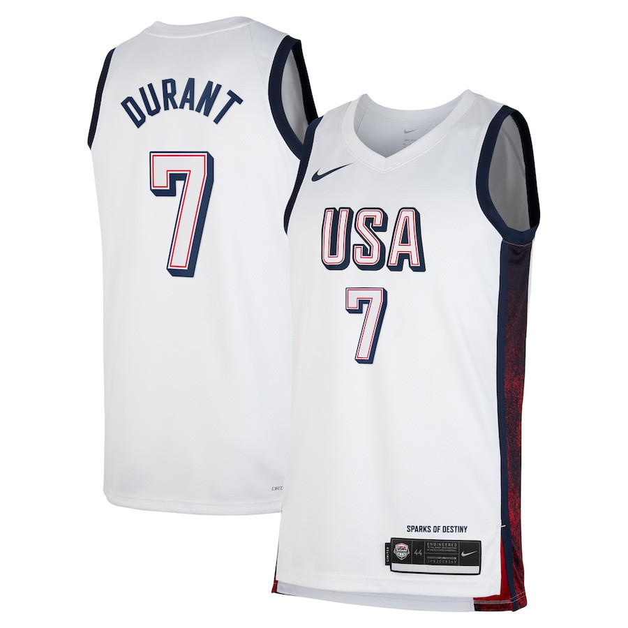 Kevin Durant 7 Men's Usa Basketball Unisex 2024 Swingman Player Jersey - White