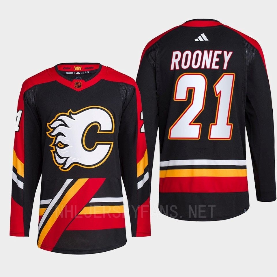 Kevin Rooney 21 Reverse Retro 2.0 2022 Calgary Flames Black Jersey Primegreen