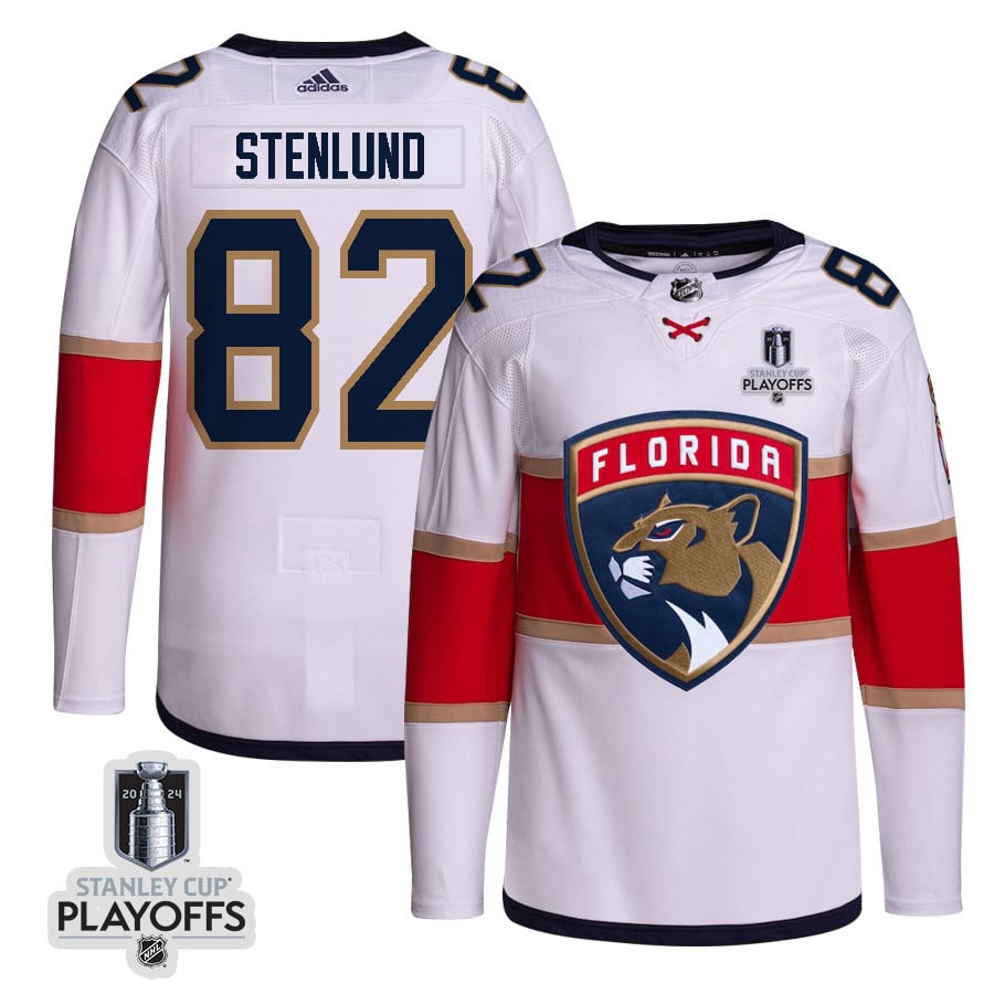 Kevin Stenlund 82 Florida Panthers 2024 Nhl Playoffs Patch Away Jersey Customized - Men, White