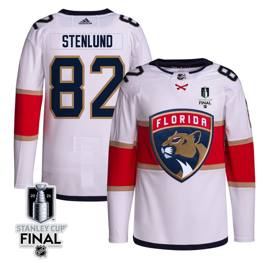 Kevin Stenlund 82 Florida Panthers 2024 Stanley Cup Final Away Breakaway Jersey - Men, White