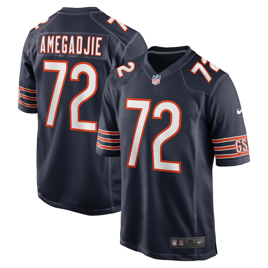 Kiran Amegadjie 72 Chicago Bears Game Men Jersey - Navy Js4214