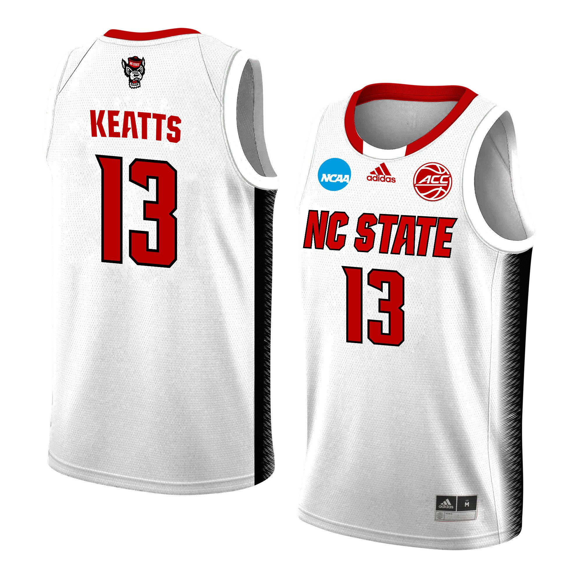 Kj Keatts 13 Nc State Wolfpack 2024 Men's Basketball Jersey - White, Unisex Jersey