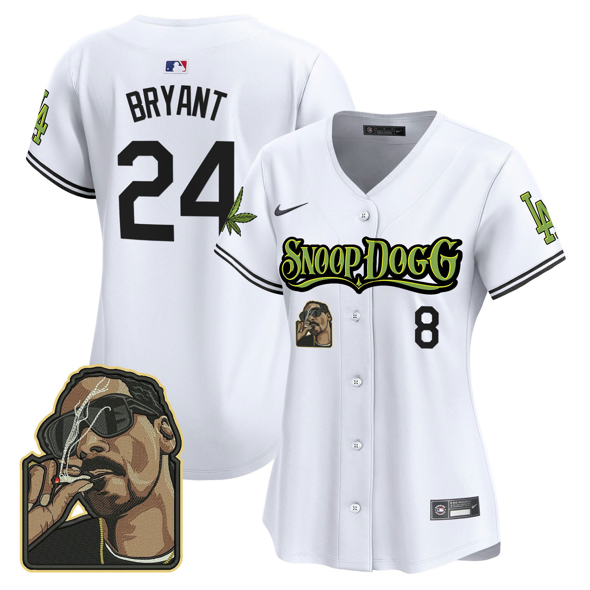 Kobe Bryant 24 Los Angeles Dodgers Snoop Dogg Women Jersey - White