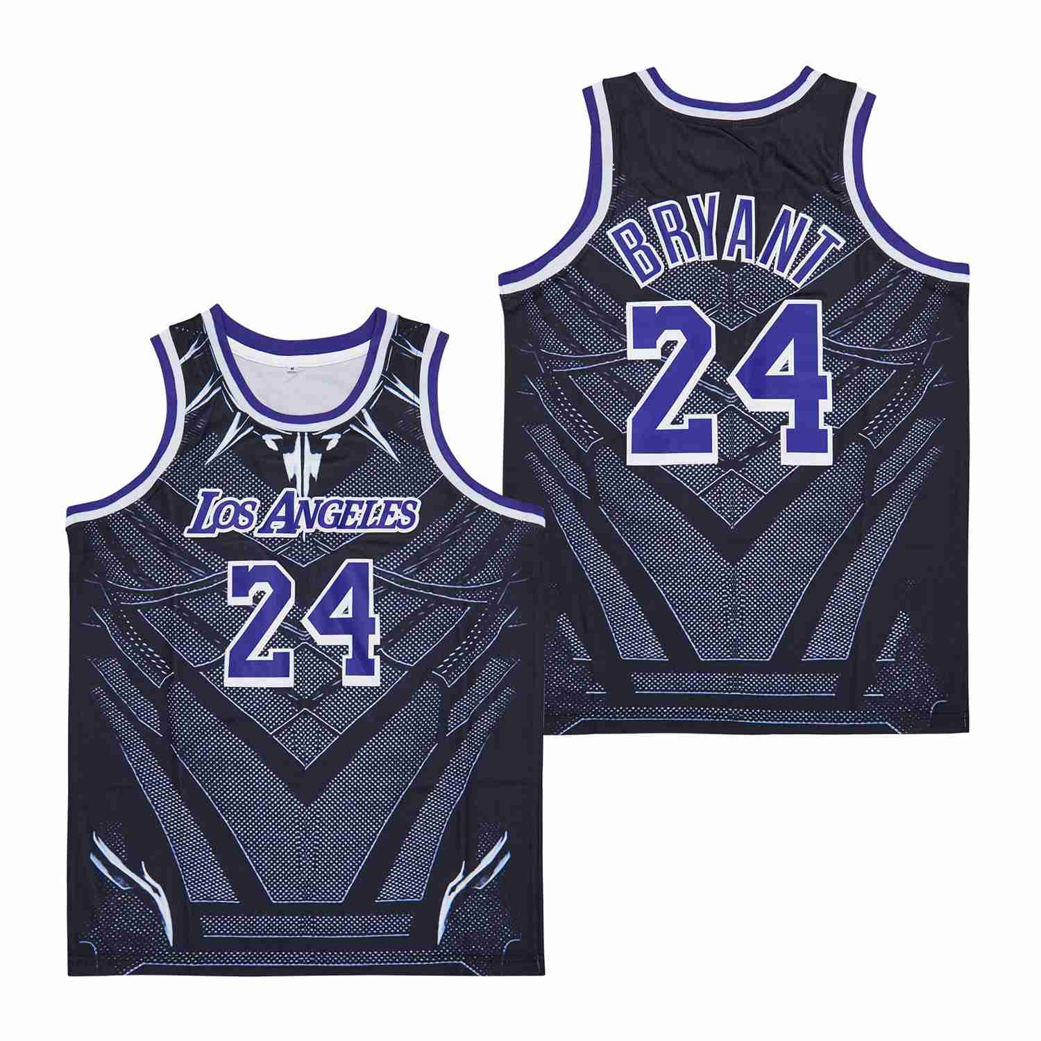 Kobe Bryant 24 Los Angeles Lakers Black Panther Pattern Swingman Jersey - Black