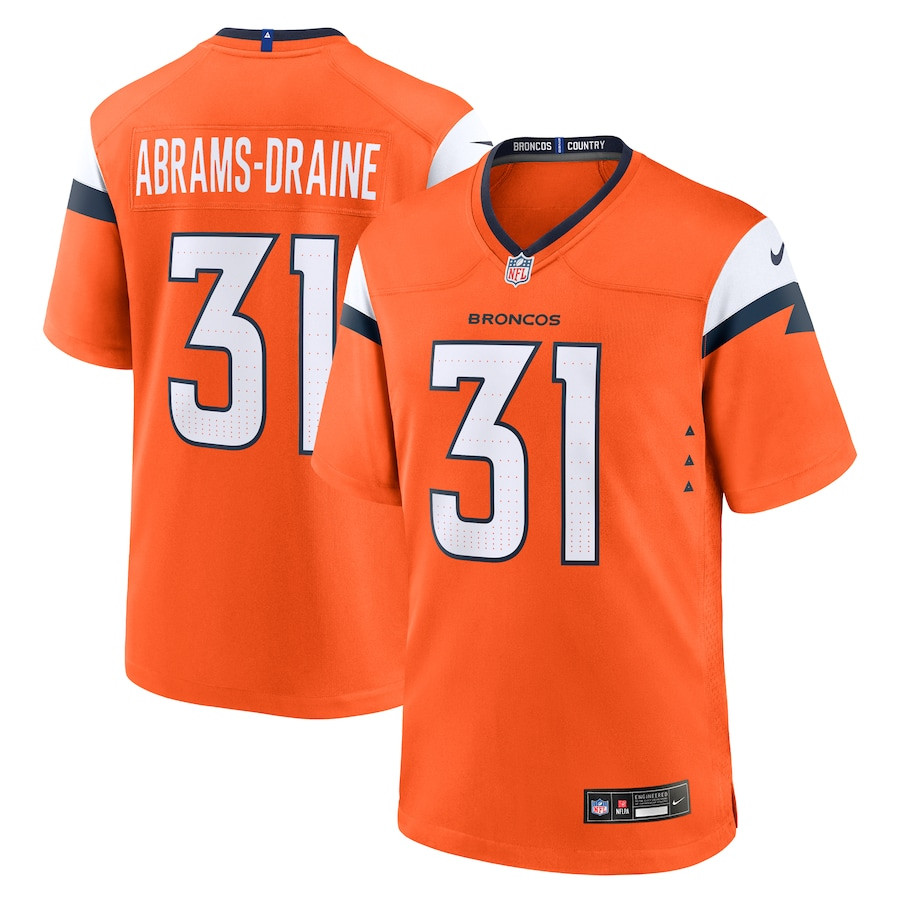 Kris Abrams-draine 31 Denver Broncos Team Game Men Jersey - Orange Js7940