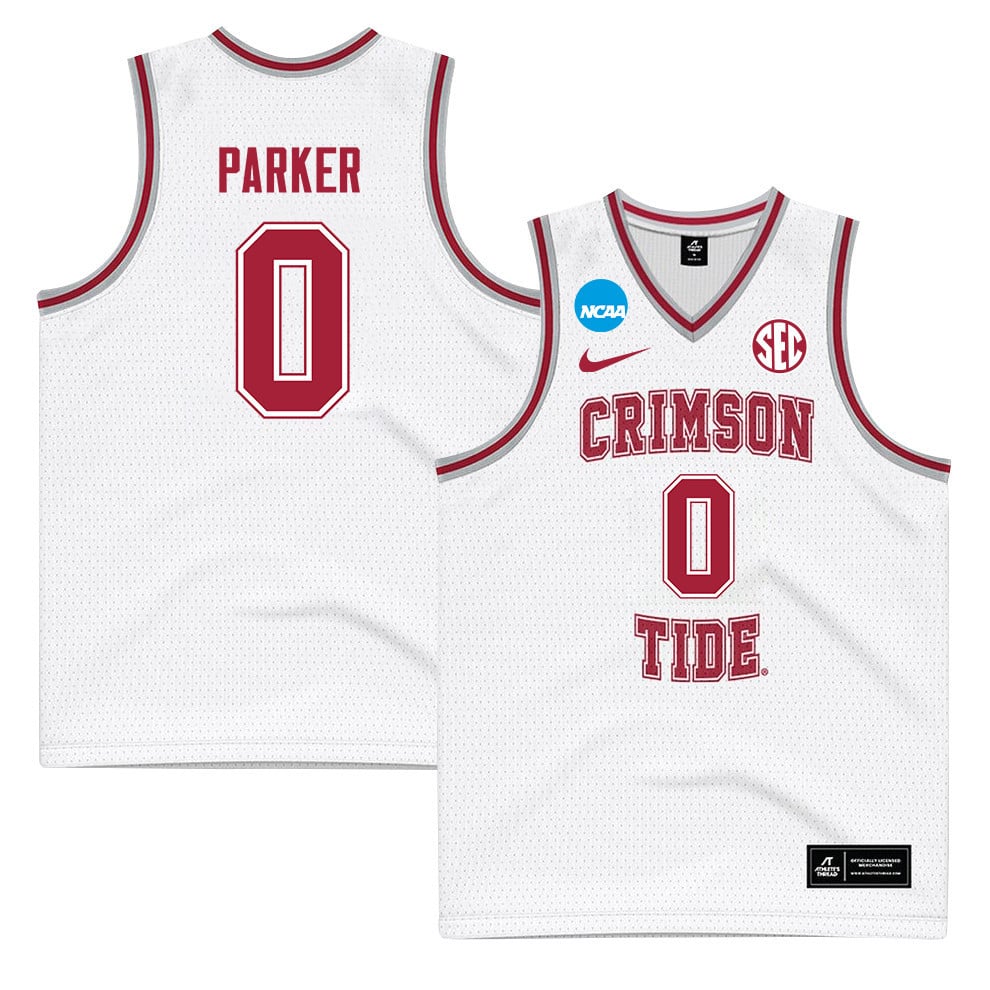 Kris Parker 0 Alabama Crimson Tide 2024 Men's Basketball Jersey - White, Unisex Jersey