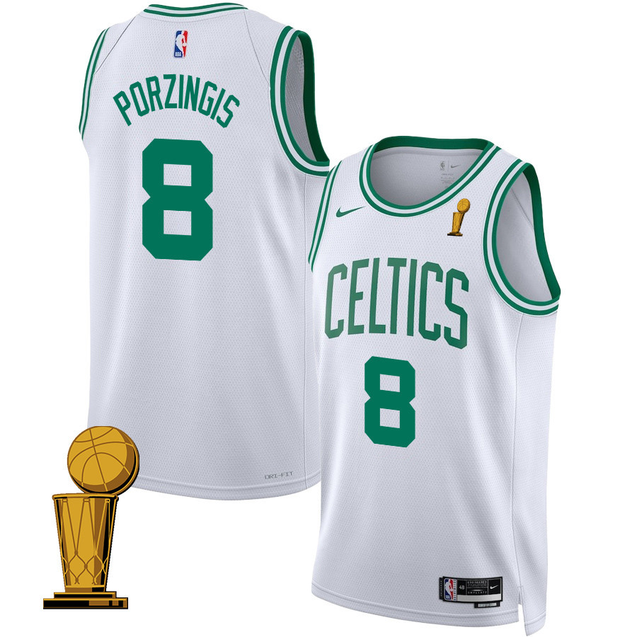 Kristaps Porzingis 8 Boston Celtics 2024 Finals Champions Swingman Jersey - Association Edition - White