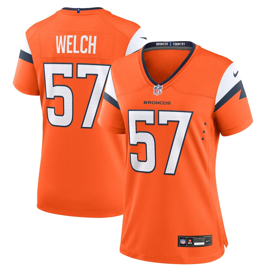 Kristian Welch 57 Denver Broncos Women's Team Game Jersey - Orange Js5176
