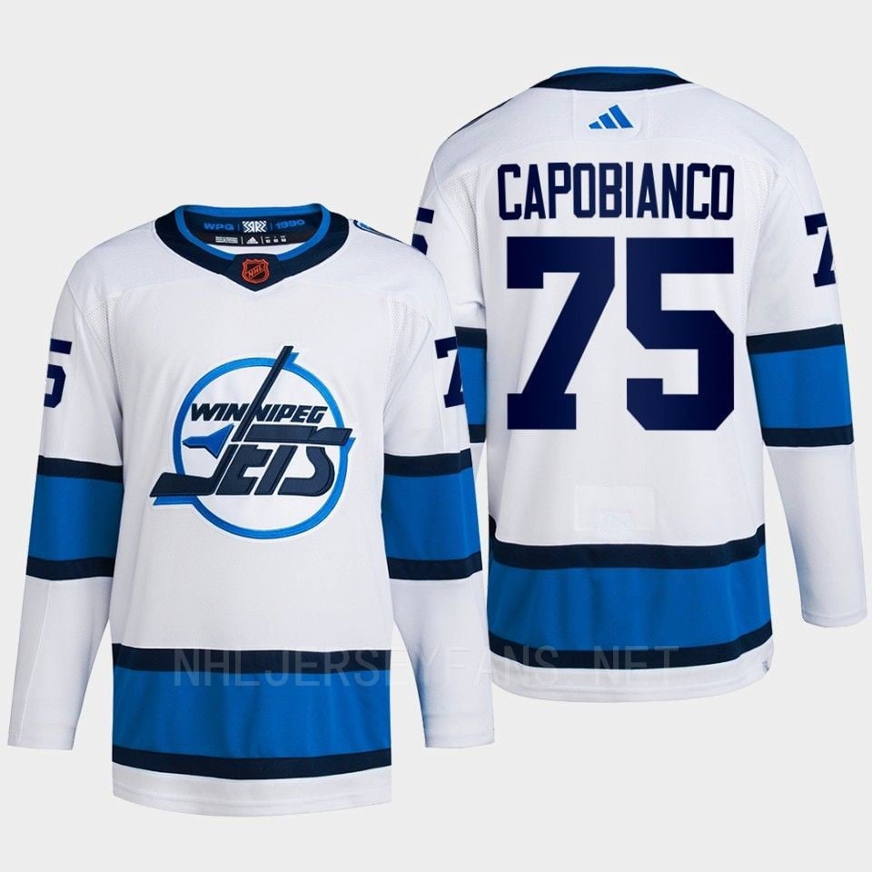 Kyle Capobianco 75 Reverse Retro 2.0 2022 Winnipeg Jets White Jersey Primegreen