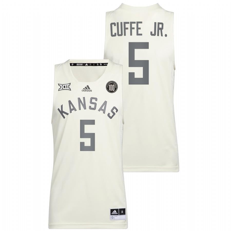 Kyle Cuffe Jr. 5 White Kansas Jayhawks 2022 College Basketball Reverse Retro Jersey