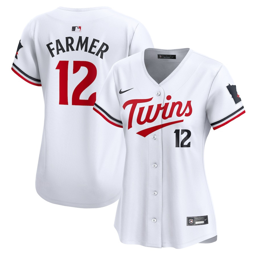 Kyle Farmer 12 Minnesota Twins Women Home Limited Player Jersey - White