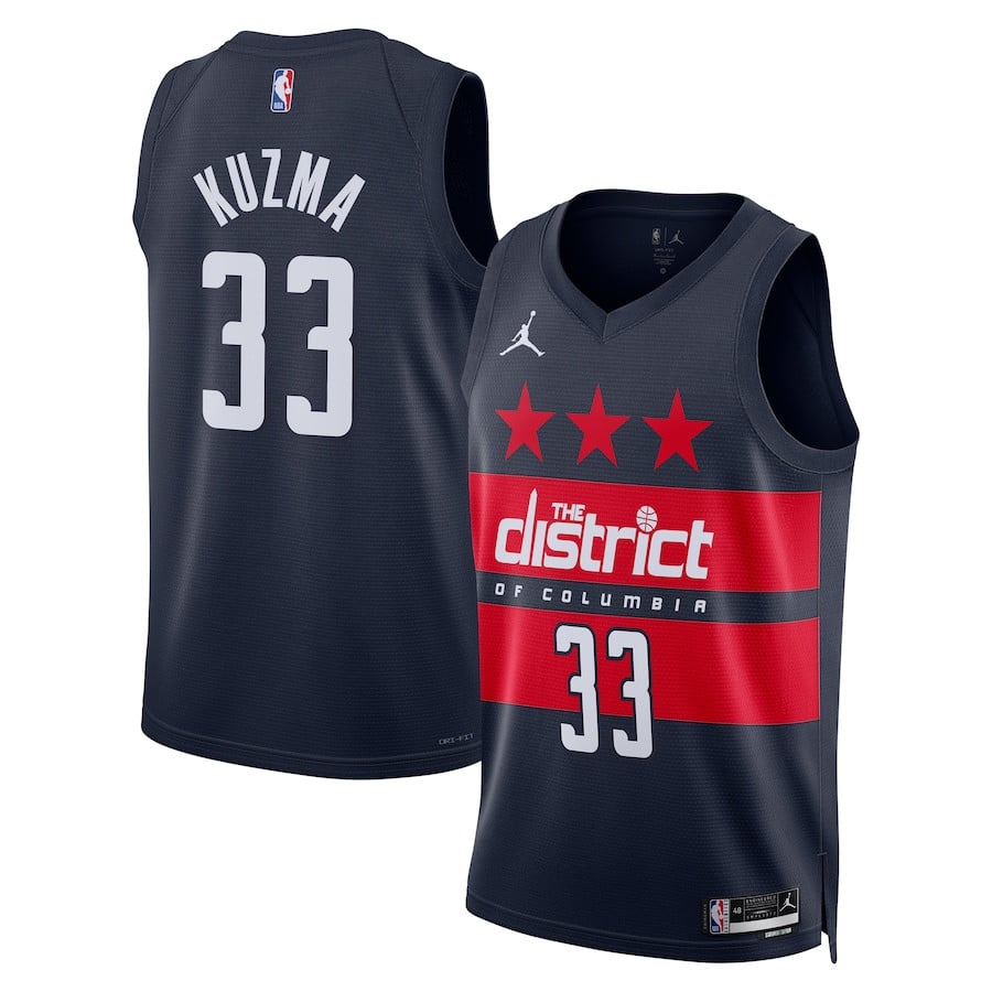 Kyle Kuzma 33 Washington Wizards 2024/25 Unisex Swingman Jersey - Statement Edition - Navy