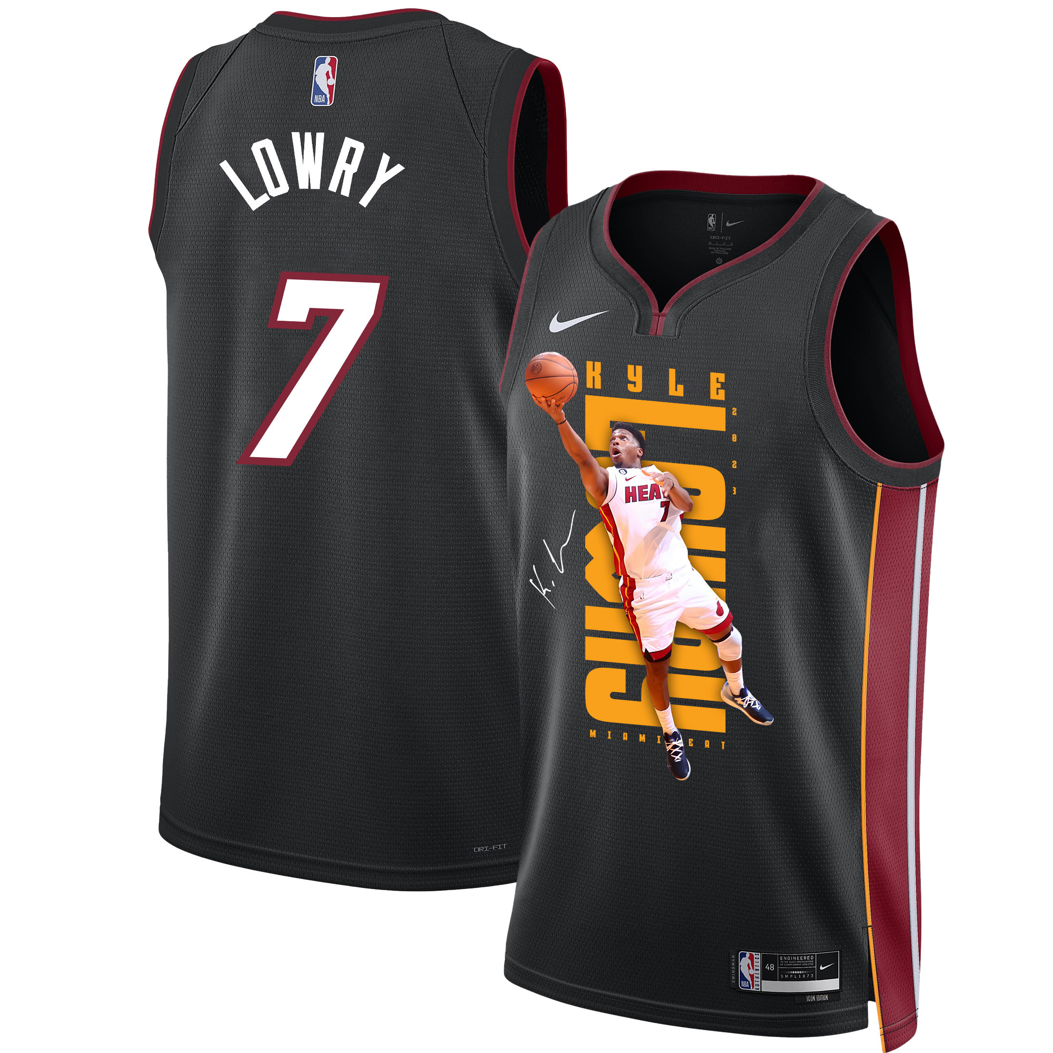 Kyle Lowry 7 Miami Heat Shooting Flair 2023 Nba Champions Swingman Jersey - Black