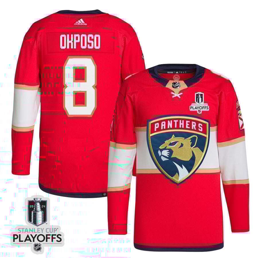 Kyle Okposo 8 Florida Panthers 2024 Nhl Playoffs Patch Home Jersey - Men, Red