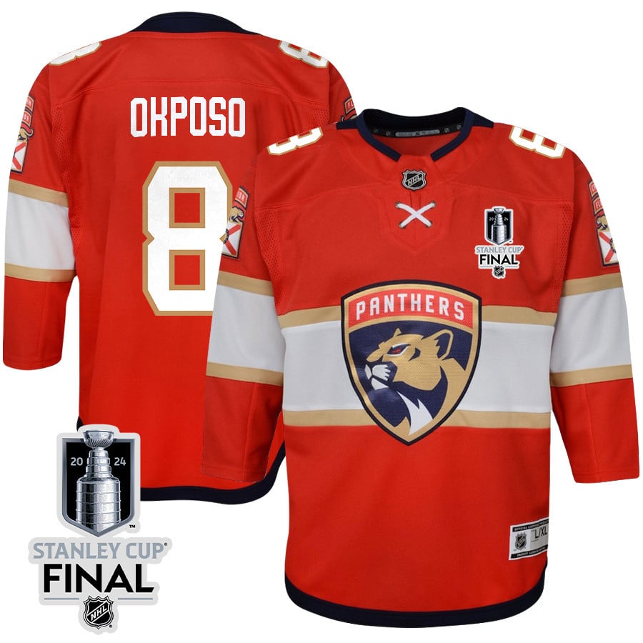 Kyle Okposo 8 Florida Panthers 2024 Stanley Cup Final Youth Home Breakaway Jersey - Red