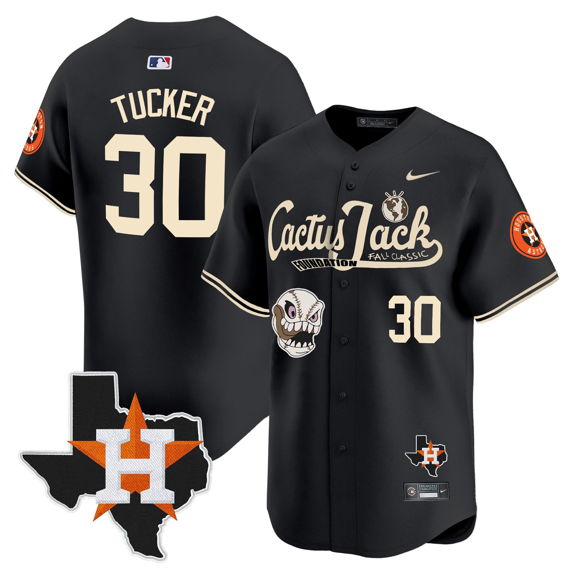 Kyle Tucker 30 Houston Astros Cactus Jack Foundation Fall Classic Black Limited Jersey - Men