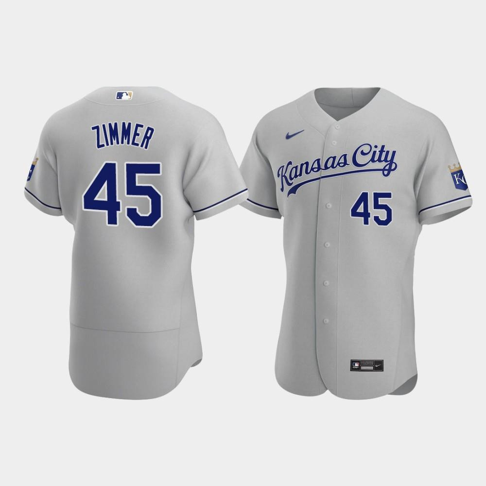 Kyle Zimmer 45 Kansas City Royals Gray Road Jersey