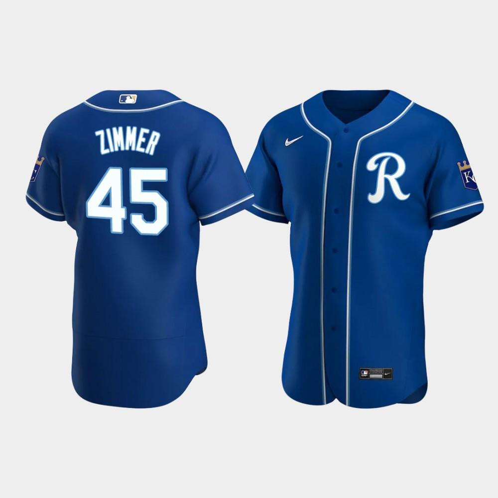 Kyle Zimmer 45 Kansas City Royals Team Logo Royal Alternate Jersey