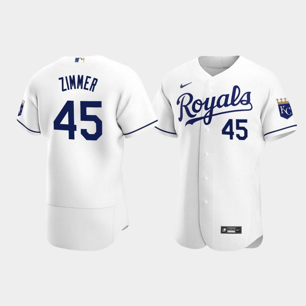 Kyle Zimmer 45 Kansas City Royals White Home Jersey