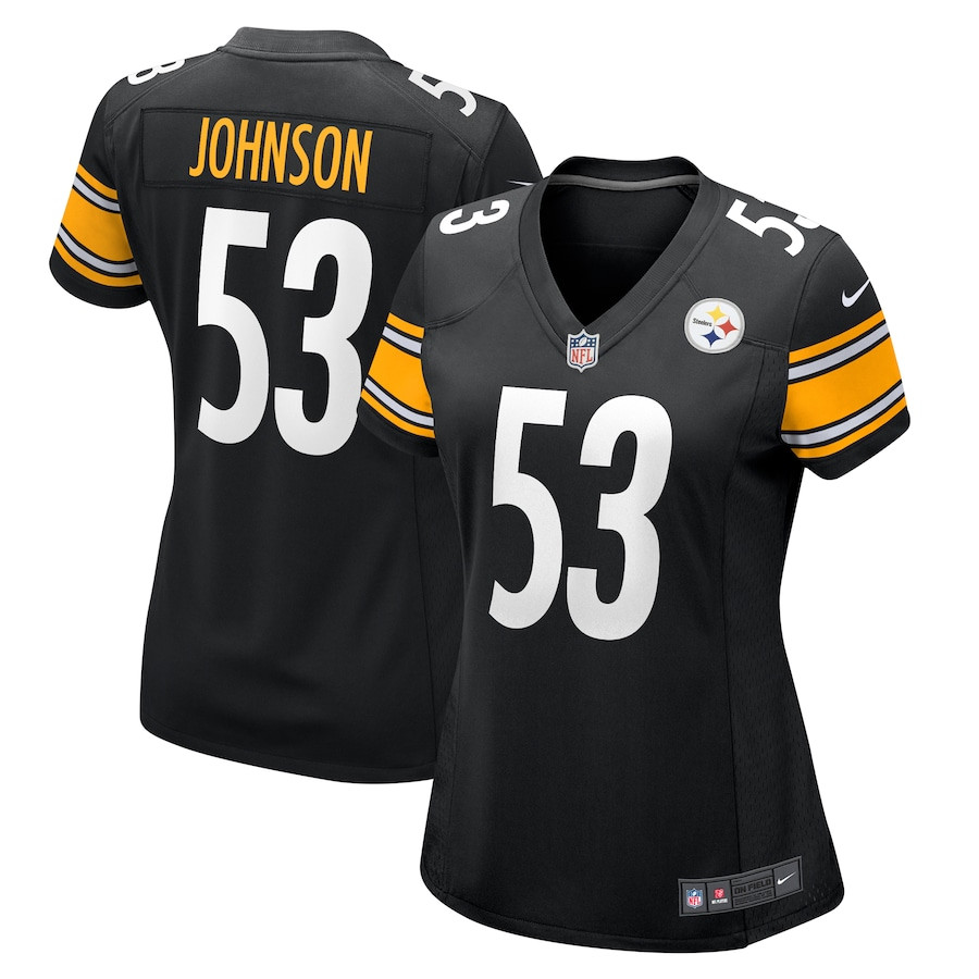 Kyron Johnson 53 Pittsburgh Steelers Game Women Jersey - Black Js4534