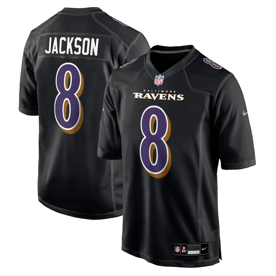 Lamar Jackson 8 Baltimore Ravens Fashion Game Jersey - Black Js6566