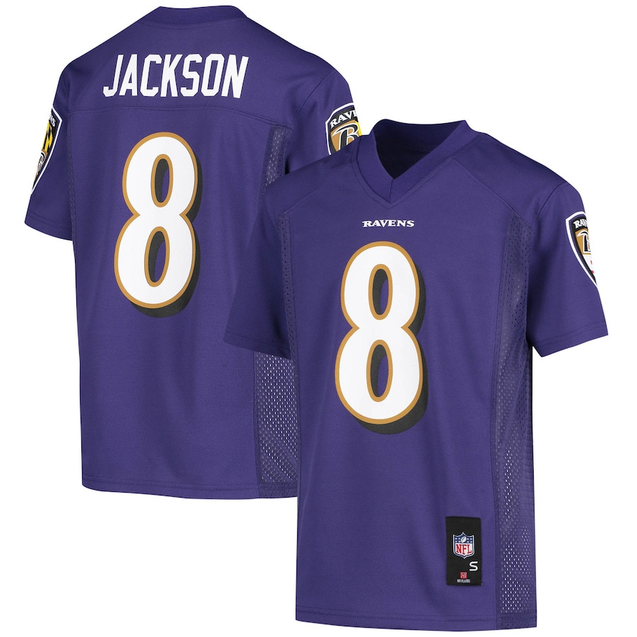 Lamar Jackson 8 Baltimore Ravens Youth Jersey - Purple Js4696