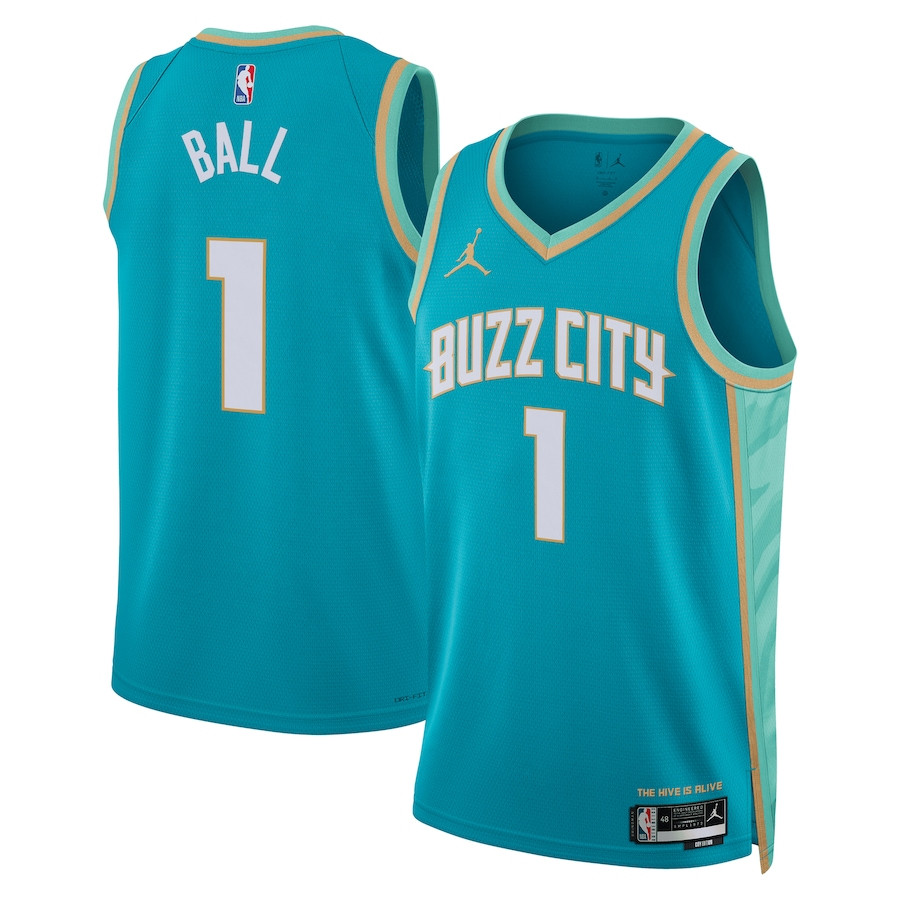 Lamelo Ball 1 Charlotte Hornets 2023/24 City Edition Swingman Jersey - Teal