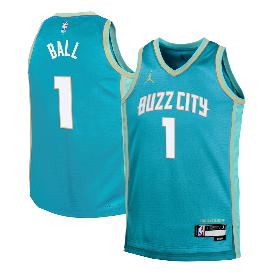 Lamelo Ball 1 Charlotte Hornets 2023/24 City Edition Swingman Youth Jersey - Teal
