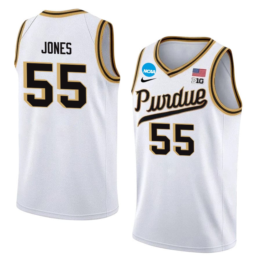 Lance Jones 55 Purdue Boilermakers 2024 Men's Basketball Jersey - White, Unisex Jersey