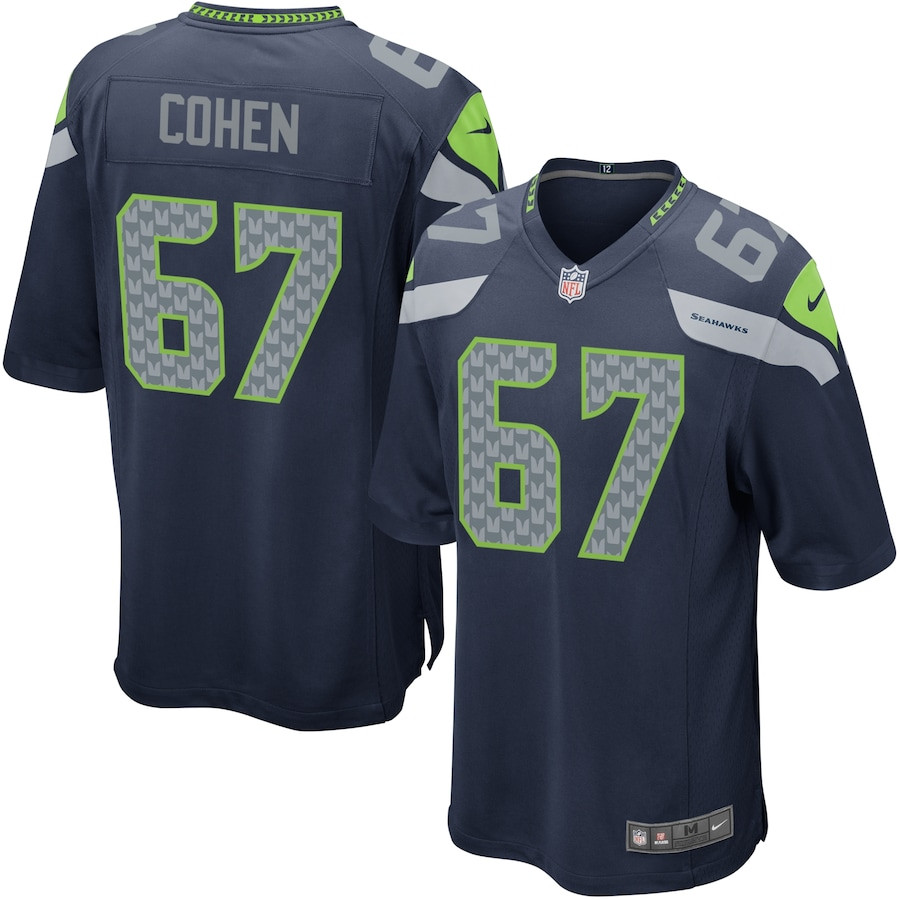 Landon Cohen 67 Seattle Seahawks Youth Team Color Game Jersey Js3156