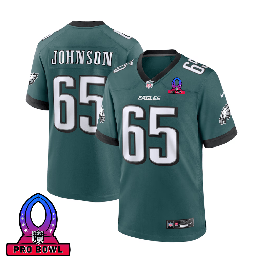 Lane Johnson 65 Philadelphia Eagles 2025 Pro Bowl Patch Game Men Jersey - Midnight Green Js4834