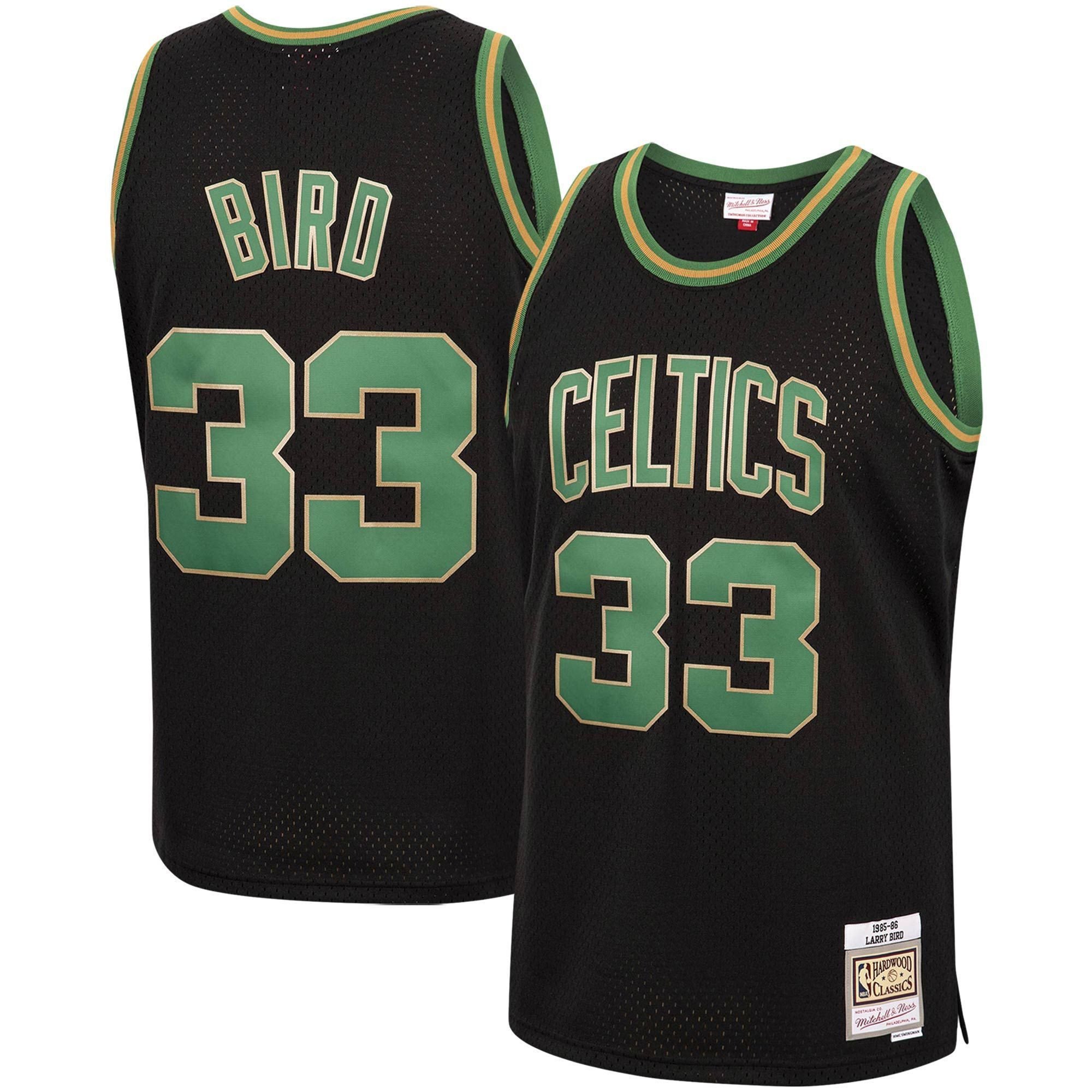 Larry Bird Boston Celtics Mitchell & Ness 1985-86 Hardwood Classics Reload Swingman Jersey - Black