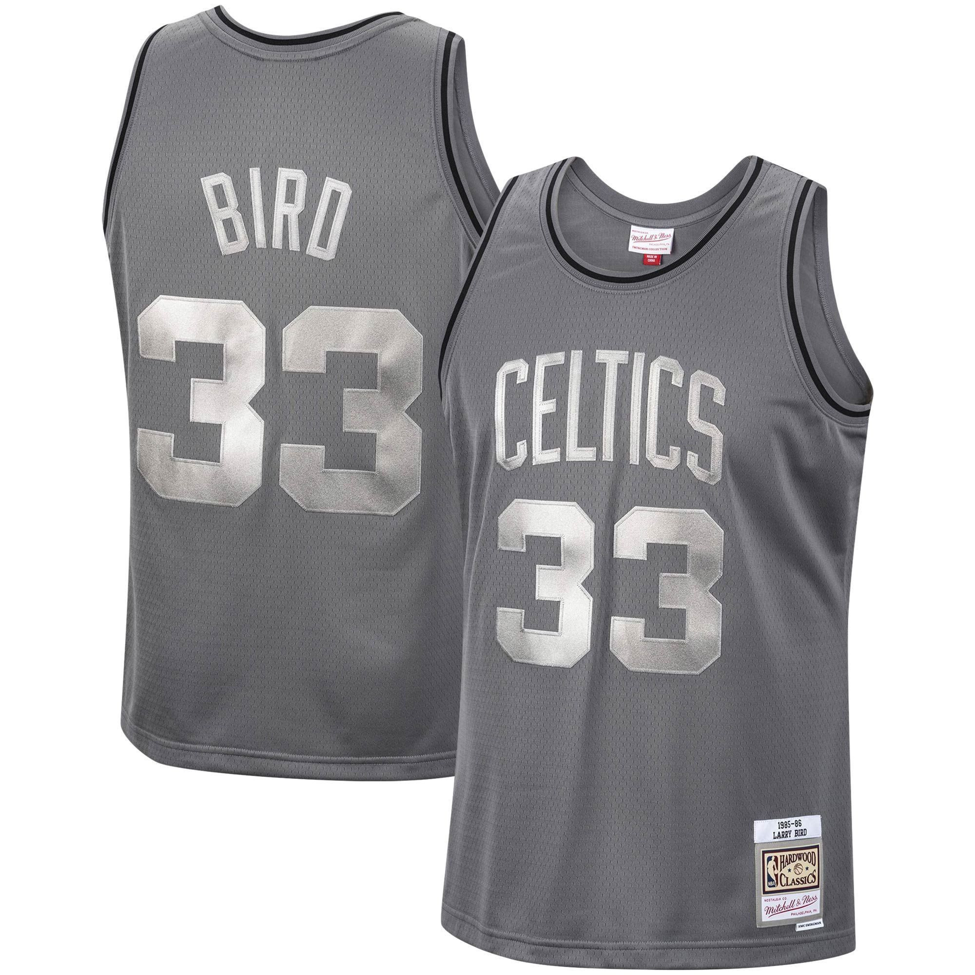 Larry Bird Boston Celtics Mitchell & Ness Hardwood Classics Retired Player 1985/86 Metal Works Swingman Jersey ??charcoal