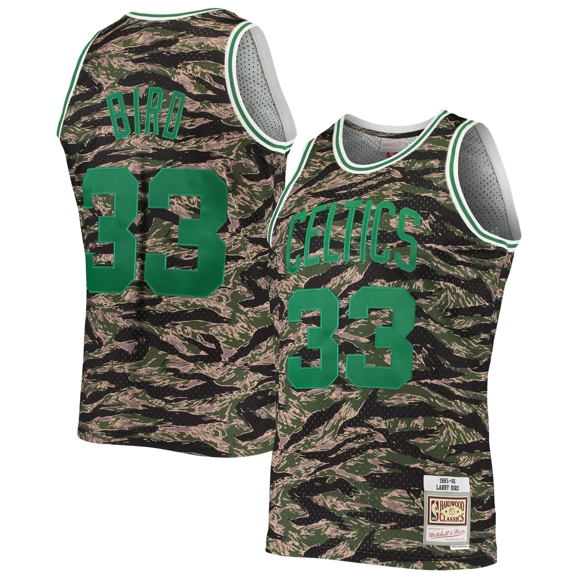 Larry Bird Boston Celtics Mitchell & Ness Hardwood Classics Tiger Swingman Jersey - Camo