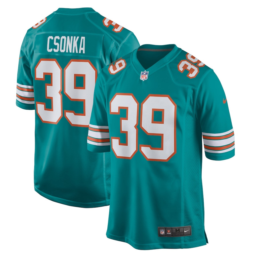 Larry Csonka 39 Miami Dolphins Men Retired Jersey - Aqua Js6081