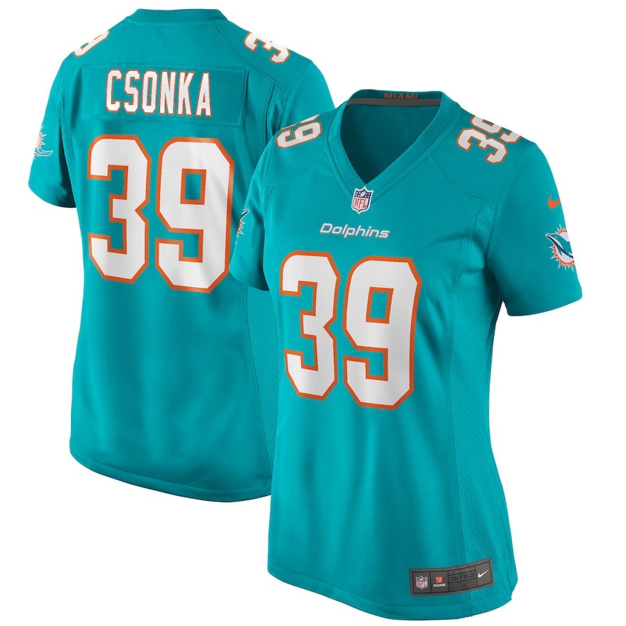 Larry Csonka 39 Miami Dolphins Women Game Retired Jersey - Aqua Js2698
