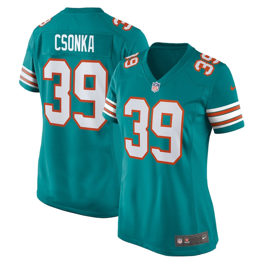Larry Csonka 39 Miami Dolphins Women Retired Jersey - Aqua Js7358