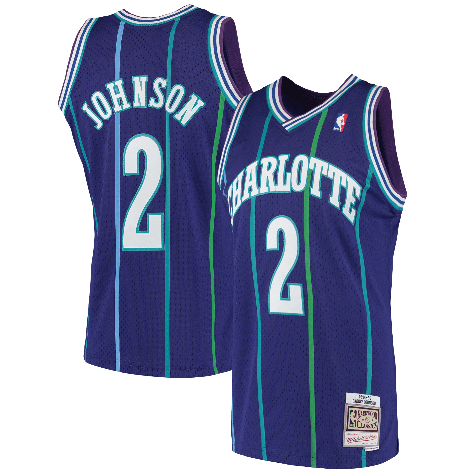 Larry Johnson Charlotte Hornets Mitchell & Ness 1992-93 Hardwood Classics Swingman Jersey - Purple Jersey