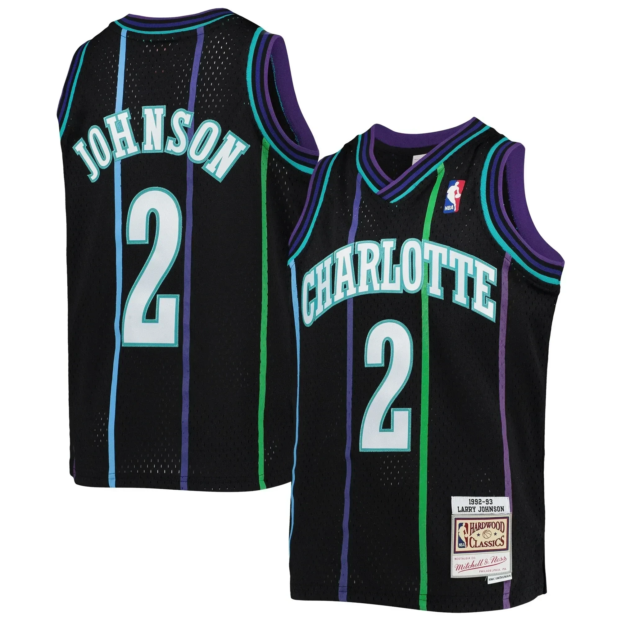 Larry Johnson Charlotte Hornets Mitchell & Ness Youth 1992-93 Hardwood Classics Reload Jersey ??black