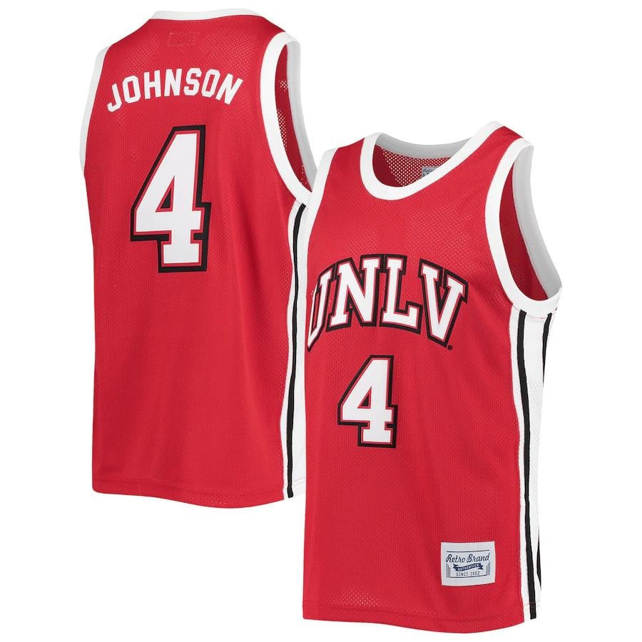 Larry Johnson Unlv Rebels Original Retro Brand Commemorative Classic Basketball Jersey - Red