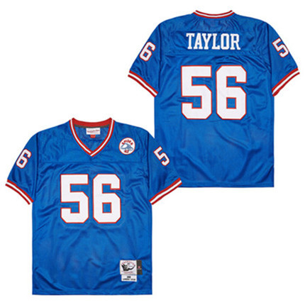 Lawrence Taylor 56 New York Giants Spider Lockhart 43 Patch Throwback Men Jersey - Blue Js8687