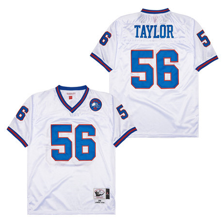 Lawrence Taylor 56 New York Giants Spider Lockhart 43 Patch Throwback Men Jersey - White Js6534